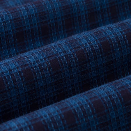 Image-Flâneurs_BEAMS PLUS / Mil Open Collar Indigo Dobby Mini Plaid_détail-2 Image-Flâneurs_BEAMS PLUS / Mil Open Collar Indigo Dobby Mini Plaid_détail-2