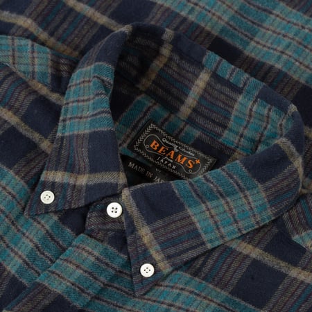 Image-Flâneurs_BEAMS PLUS / BD Classic Fit Indian Flannel Plaid Over Dye Blue_detail Image-Flâneurs_BEAMS PLUS / BD Classic Fit Indian Flannel Plaid Over Dye Blue_detail