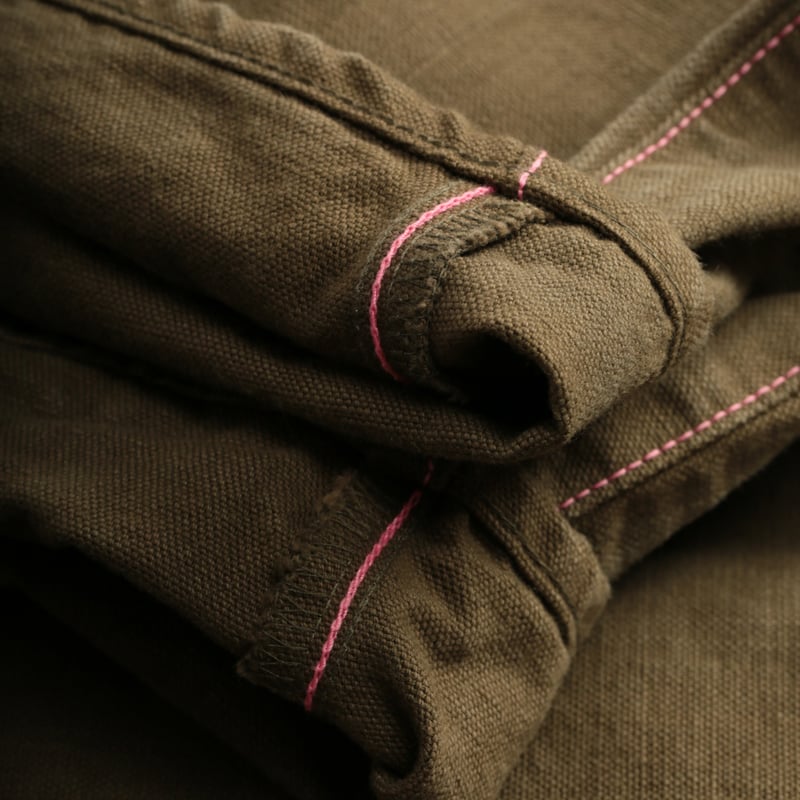 MOMOTARO X FLÂNEURS / FnM003 "Heavy Oxford" Original Fit Trousers in OD Green