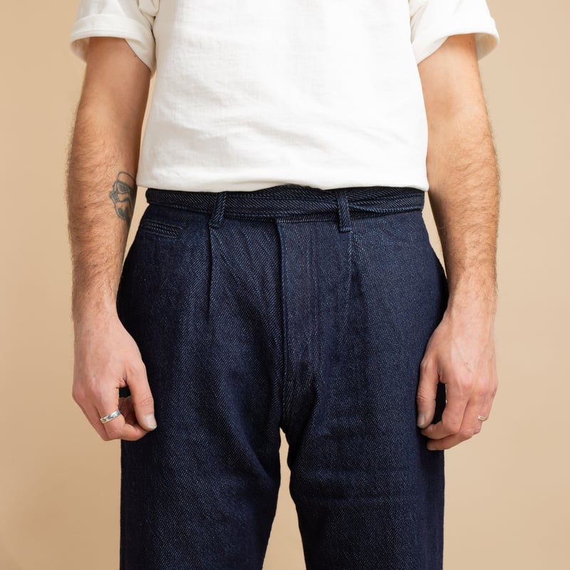 MOMOTARO X FLANEURS / FnM004 "Knit-Ish Denim" Original Fit Trousers Indigo