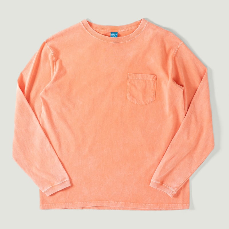 GOOD ON LS Pocket Crew Tee Vintage Dye Peach Image Loungers Vignette GOOD ON LS Pocket Crew Tee Vintage Dye Peach Image Loungers Vignette