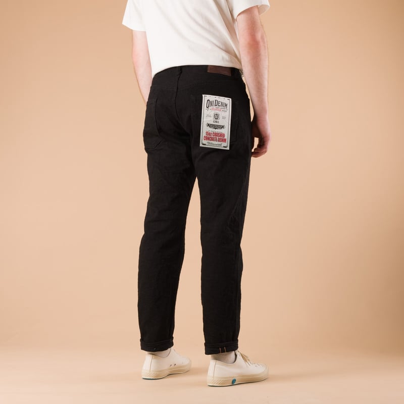 902CCD-BKBK 15oz High Rise Relaxed Tapered Crushed Concrete Black Denim