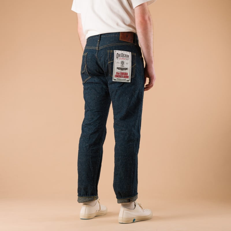 622CCD-GOLV 15oz Relaxed Tapered "Greyish Olive" Crushed Concrete Denim