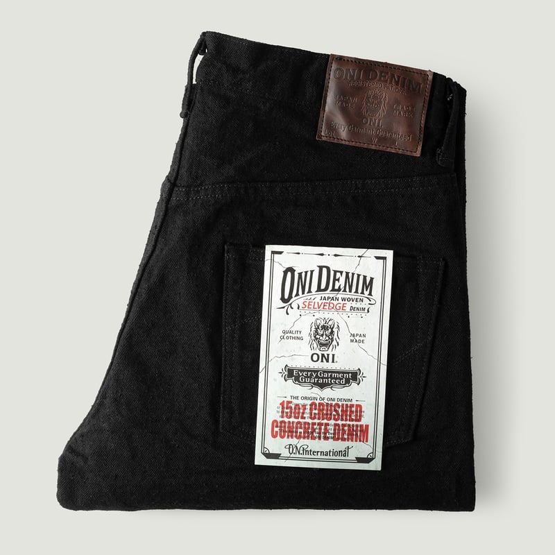 902CCD-BKBK 15oz High Rise Relaxed Tapered Crushed Concrete Black Denim