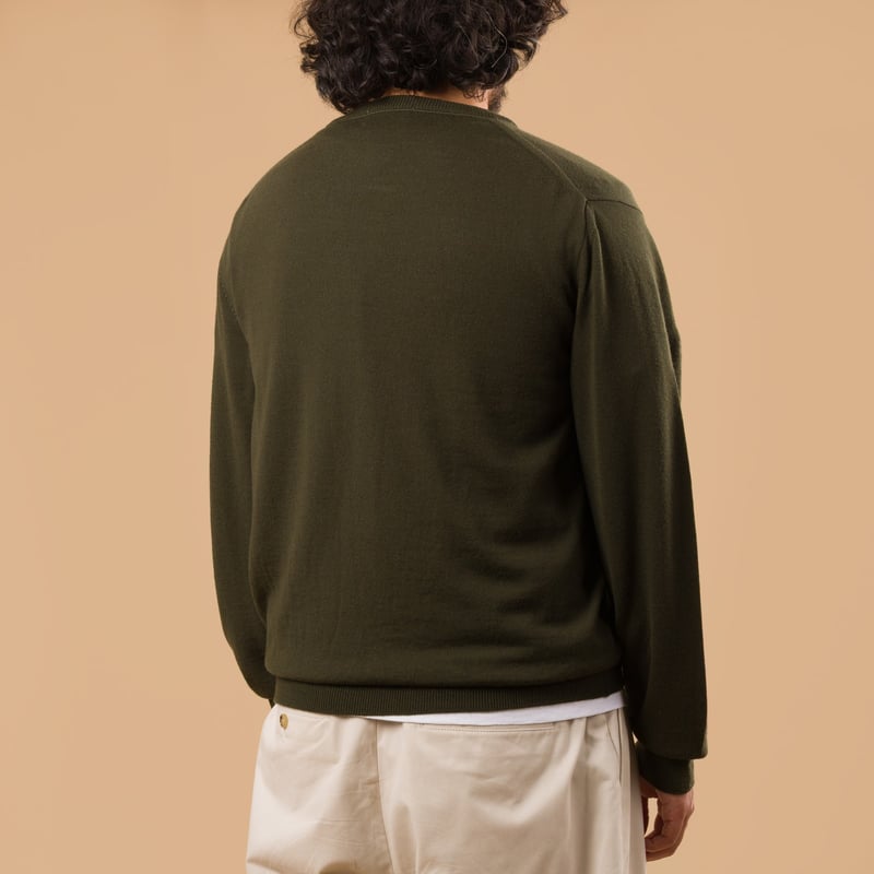 12G Wool Crew Neck Dark Olive