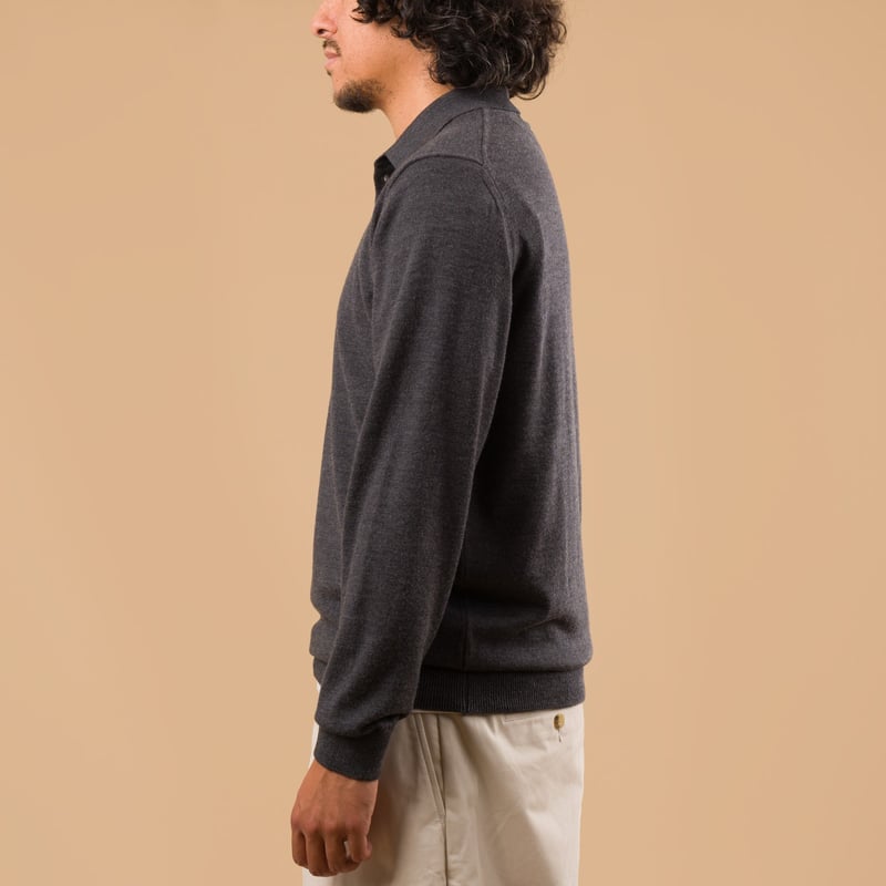 image flâneursMOONCASTLE 12G Wool Polo Neck dark grey profil image flâneursMOONCASTLE 12G Wool Polo Neck dark grey profil