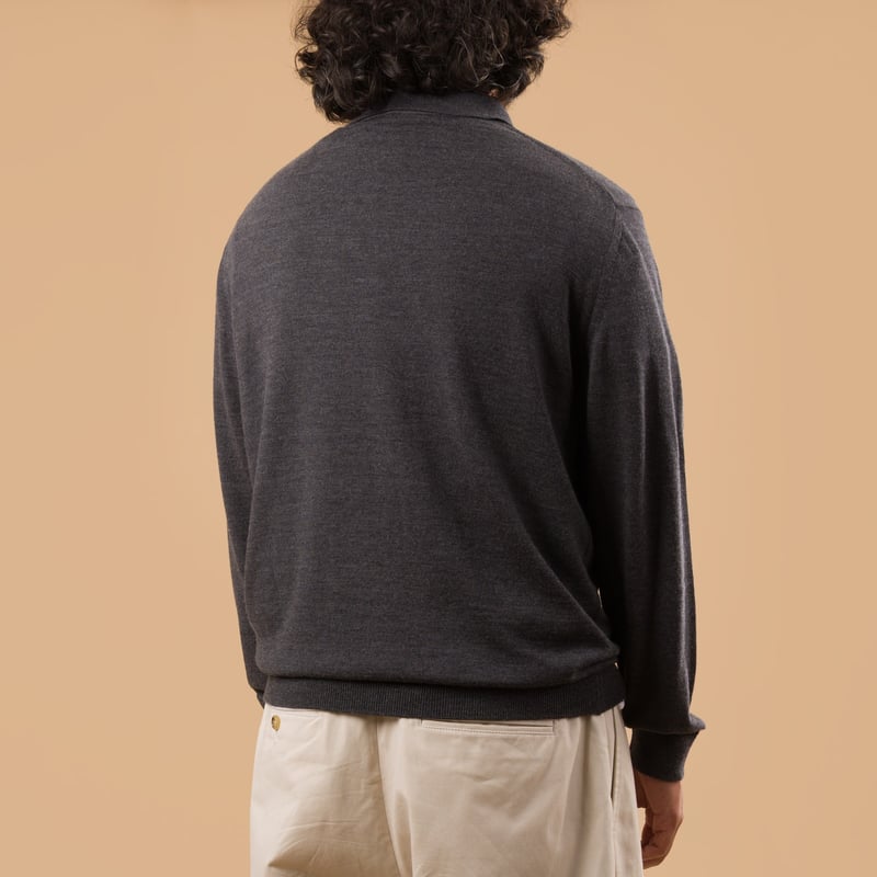 image flâneursMOONCASTLE 12G Wool Polo Neck dark grey image flâneursMOONCASTLE 12G Wool Polo Neck dark grey