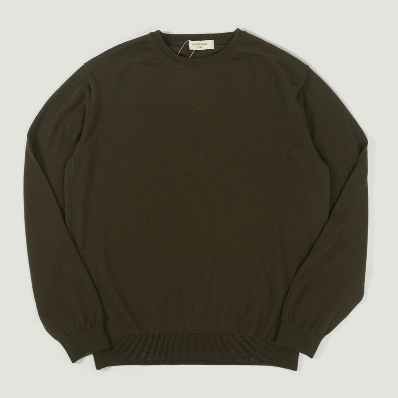 12G Wool Crew Neck Dark Olive