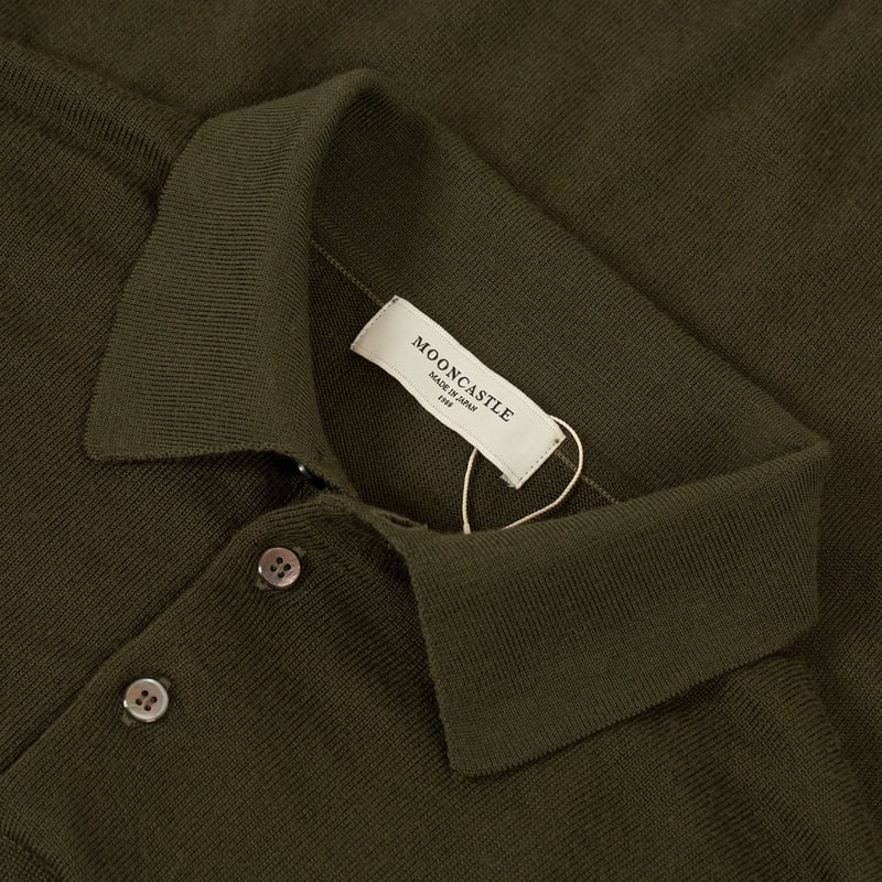 col flâneursMOONCASTLE 12G Wool Polo Neck dark olive col flâneursMOONCASTLE 12G Wool Polo Neck dark olive