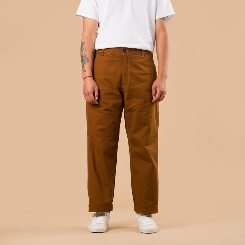 image flâneurs FOB FACTORY F0530 Cotton Duck Work Pants Brown de face image flâneurs FOB FACTORY F0530 Cotton Duck Work Pants Brown de face