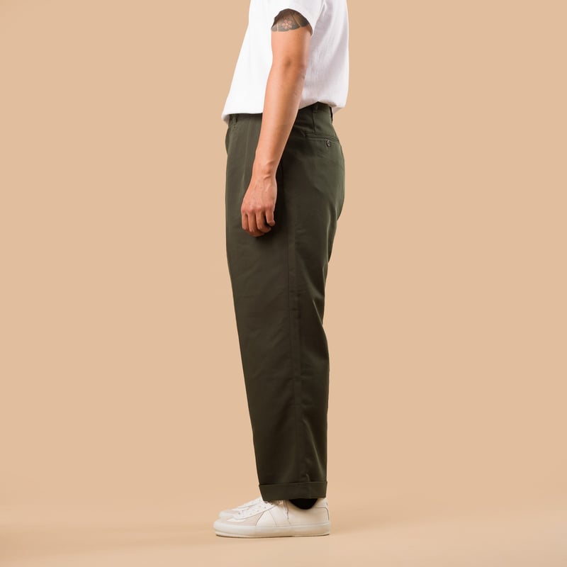 2 Pleats Trousers PE Twill Green