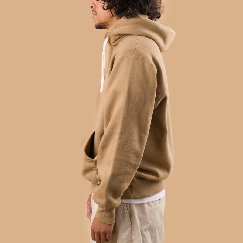 Raised Back Khaki Pullover Sweat Hoodie