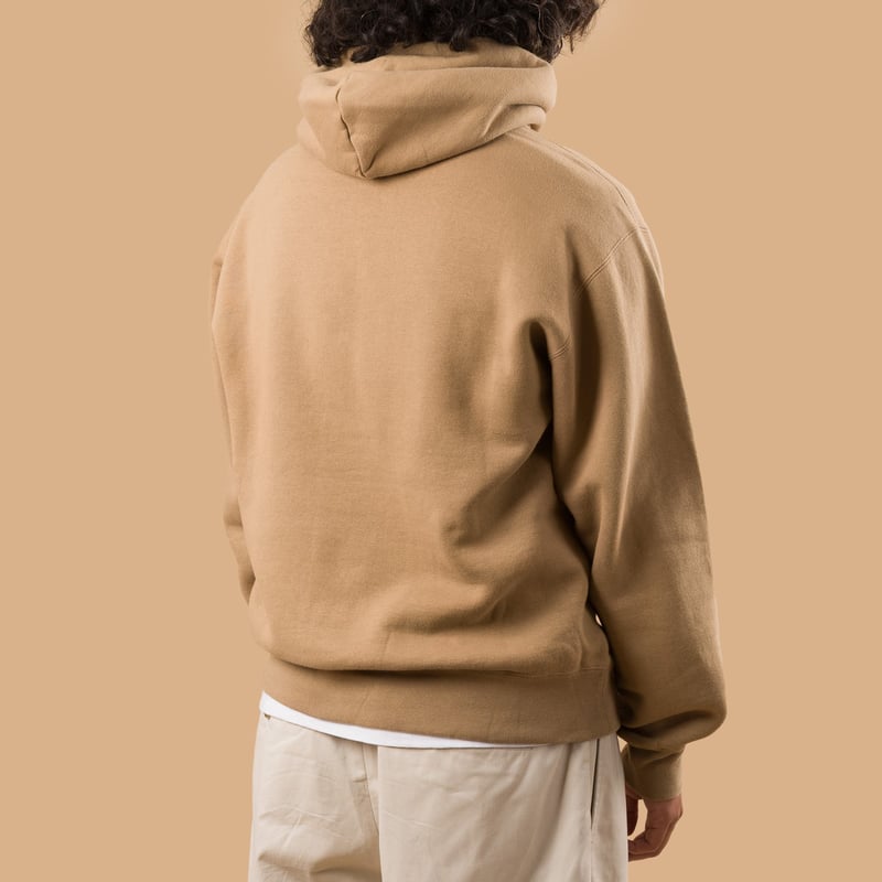 Raised Back Khaki Pullover Sweat Hoodie