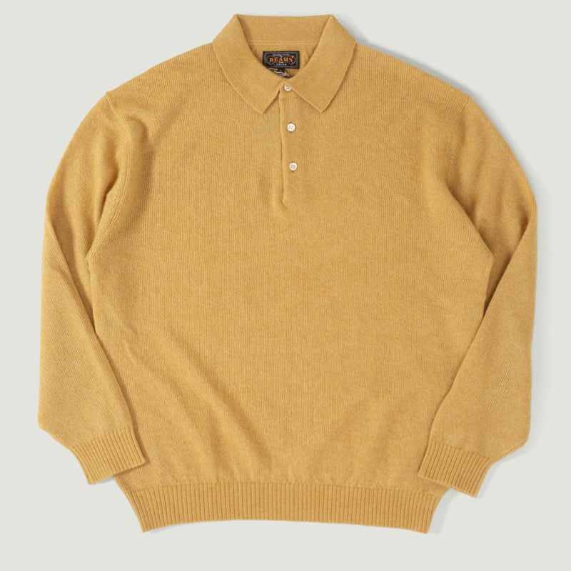 Image-Flâneurs_BEAMS PLUS / Knit Polo 9G Wool Silk Shaggy Yarn Gold_Vignette Image-Flâneurs_BEAMS PLUS / Knit Polo 9G Wool Silk Shaggy Yarn Gold_Vignette