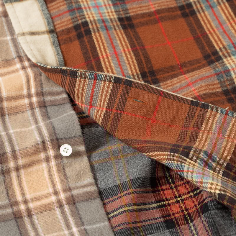 Image-Flâneurs_BEAMS PLUS /  BD Flannel Plaid Panel Brown_détail Image-Flâneurs_BEAMS PLUS /  BD Flannel Plaid Panel Brown_détail