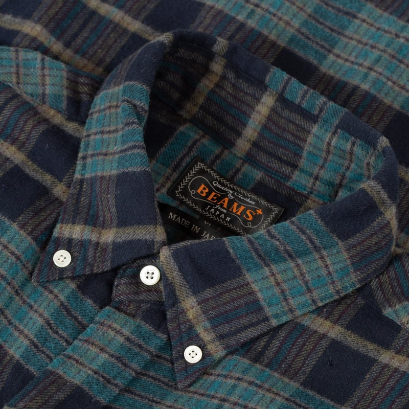 Image-Flâneurs_BEAMS PLUS / BD Classic Fit Indian Flannel Plaid Over Dye Blue_detail Image-Flâneurs_BEAMS PLUS / BD Classic Fit Indian Flannel Plaid Over Dye Blue_detail