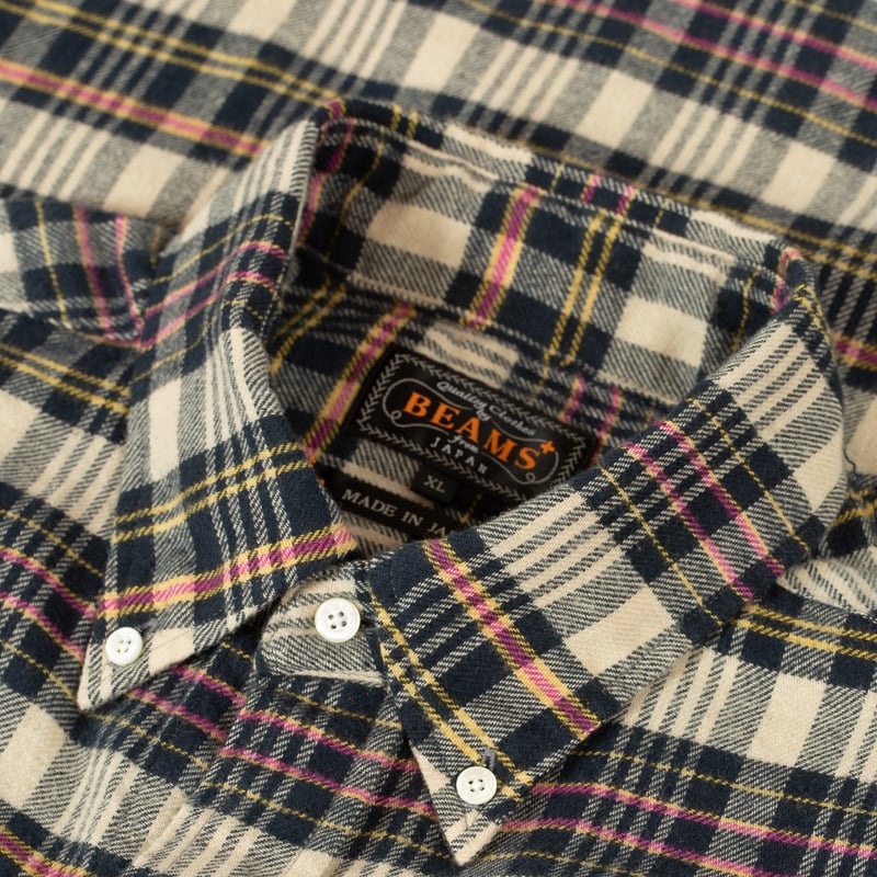 Image-Flâneurs_BEAMS PLUS / BD Classic Fit Indian Flannel Plaid Beige_detail Image-Flâneurs_BEAMS PLUS / BD Classic Fit Indian Flannel Plaid Beige_detail