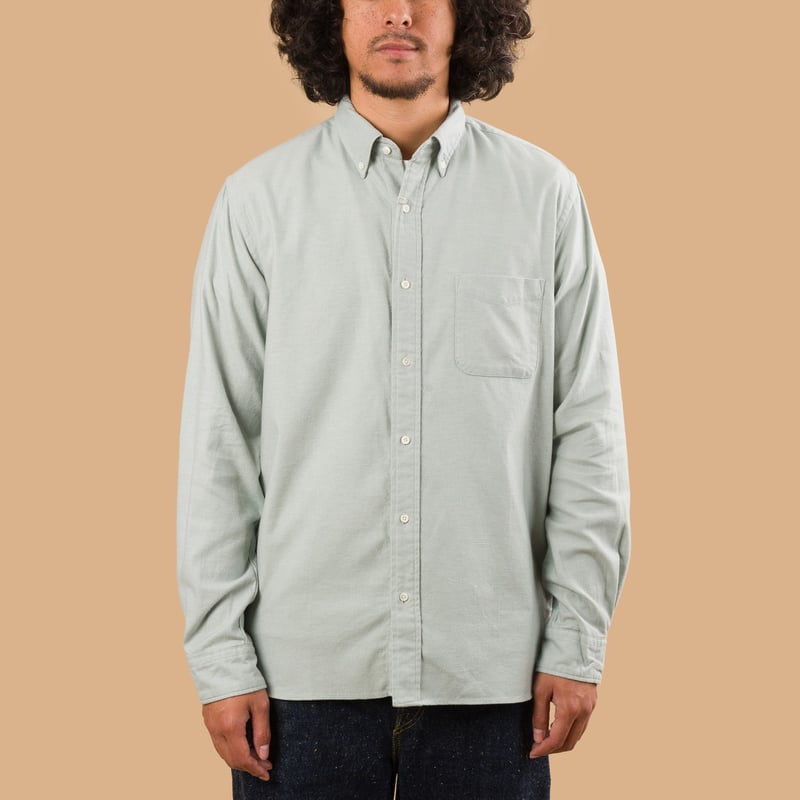 Image-Flâneurs_BEAMS PLUS / BD Flannel Solid Mint_de-face Image-Flâneurs_BEAMS PLUS / BD Flannel Solid Mint_de-face